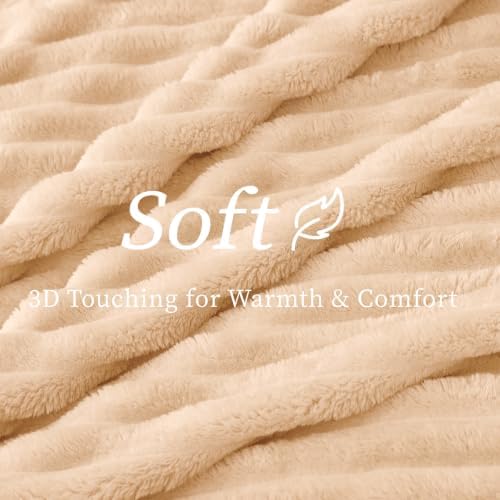 BEDELITE Ribbed Fleece Throw Blanket for Couch, Blush Sand, 50"x70" - Image 4