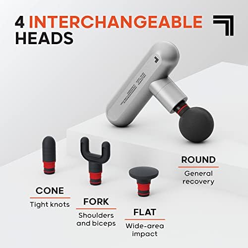 Sharper Image Powerboost Move - Mini Percussion Massage Gun| 4 Attachments, 4 Speeds, FSA Eligible| Full Body Back & Shoulder Massager| Deep Tissue Muscle Recovery| Portable Pain Relief Massage Tool - Image 4