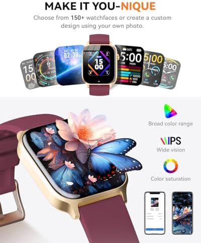 Smart Watches for Women Men, Fitness Tracker Watch with 110 Sports Modes, Step Counter/Sleep Monitor/Pedometer, IP68 Waterproof, Bluetooth Call & Music Control Smartwatch for iPhone/Android,Wine Red - Image 5