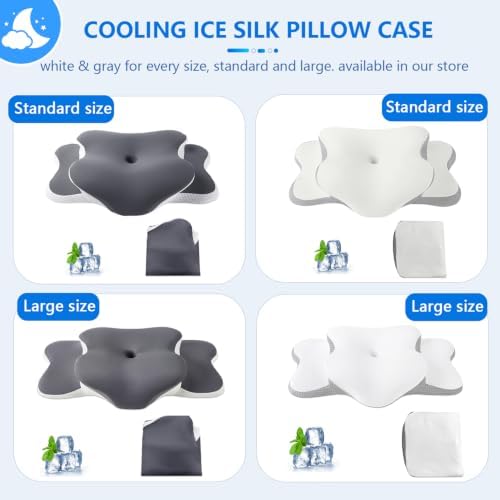 Cervical Neck Pillow for Neck Pain Relief & Side Sleeper | Ergo Pillow for Sleep Apnea, Neck Pain, and Snoring Relief | Orthopedic Memory Foam with Ergonomic Neck Support, Gray, Large - Image 6