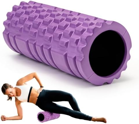 Krightlink Foam Roller for Muscle Massager, Patented 13" High Density Exercise Roller for Muscle and Myofascial Trigger Point Release, Yoga, Back Roller for Fitness, Yoga (Purple) by Krightlink
