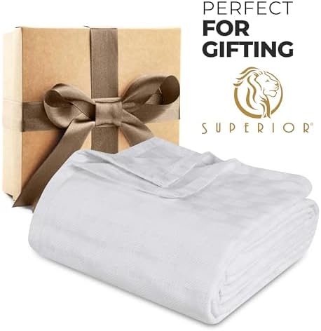 Superior Basketweave Cotton Blanket, Basket Weave Design, Soft, Comfy Cover for Bed, Bedding, Bedroom, Couch Throw, Lounging, Modern Boho Medium Weighted Blankets, King, White - Image 3