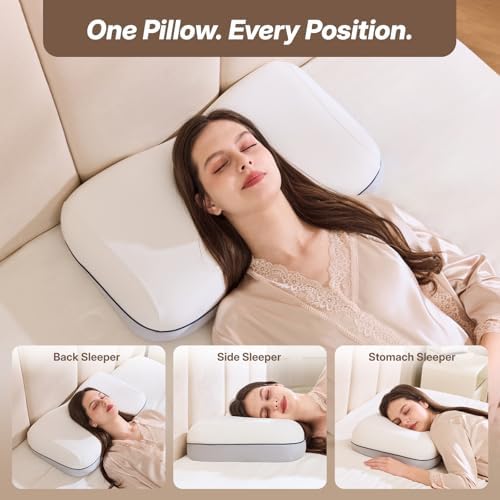 Cervical Neck Pillow, Adjustable Memory Foam for Neck Support, White - Image 6