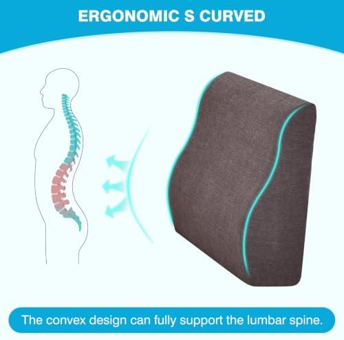 Back Support Pillow for Recliner Dual Layer Lumbar Support Pillow with Gel Memory Foam Ergonomic Orthopedic Couch Lumbar Cushions for Elderly Lower Back Pain Relief Washable Cover Brown - Image 5