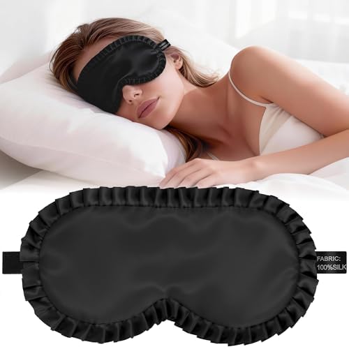 Silk Sleep Mask for Women, 100% Mulberry Silk Eye Mask for Sleeping by Pyopbow