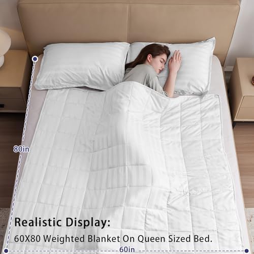 yescool Weighted Blanket for Adults (20 lbs, 60" x 80", Snowy Stripes) Heavy Blanket for Sleeping Perfect for 190-210 lbs, Queen Size Breathable Blanket with Premium Glass Bead, Machine Washable - Image 2
