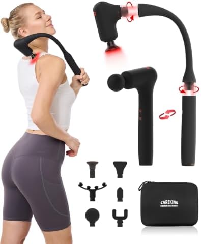 2-in-1 Detachable Massage Gun with Heat, Muscle Massager with Long Handle by CAREKING