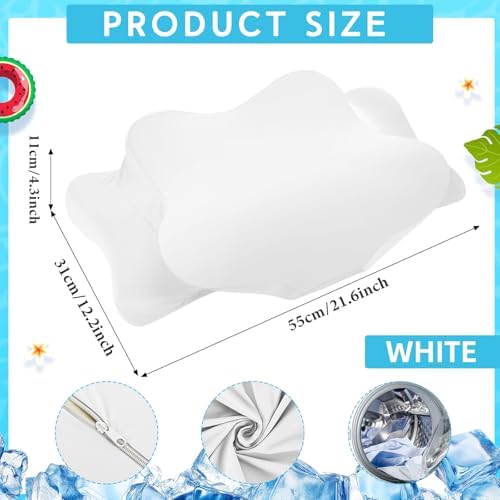 Hahafelt Cooling Cervical Neck Pillowcase,White,Standard Size - Image 2
