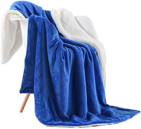 NANPIPER Flannel Blanket Reversible Sherpa Throw Blanket Super Soft Fuzzy Plush Fleece for Bed/Couch Lightweight(50"x60",Princess Blue) by NANPIPER