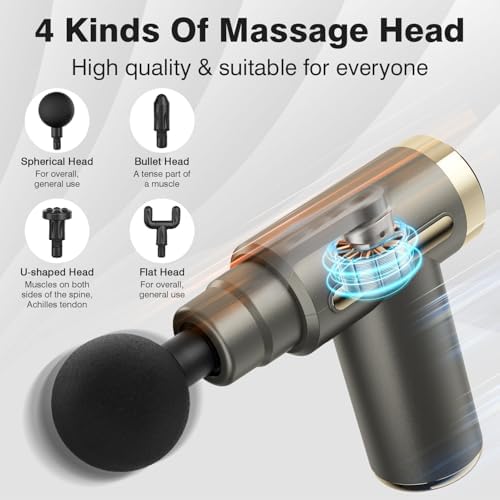 cotsoco Mini Handheld Massage Gun, Deep Tissue with 6 Speeds, Cordless Muscle Massager with 4 Heads,Type-C Charging, Travel Size, Best Gifts - Image 3