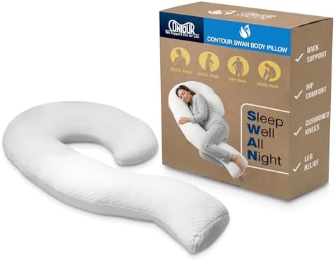 Contour Swan Shaped Body Pillow | Orthopedic Body Pillow for Back, Hip & Leg Relief | Ergonomic Support for Sciatica & Full Body Comfort - Standard Size by Contour