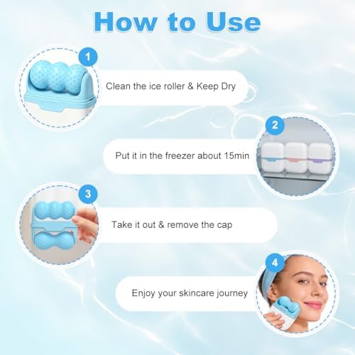 Ice Roller for Face, Eye, Skin Care Tool for Whole Body, Revitalizes Skin Firm & Puffiness Relief, Gift for Women (Blue) - Image 6