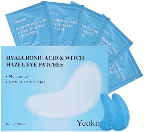 Yeokoe Under Eye Patches for Dark Circles,Puffy Eyes,20 Pairs Face Masks SkinCare With Hyaluronic Acid Witch Hazel for Moisturize by YEOKOE