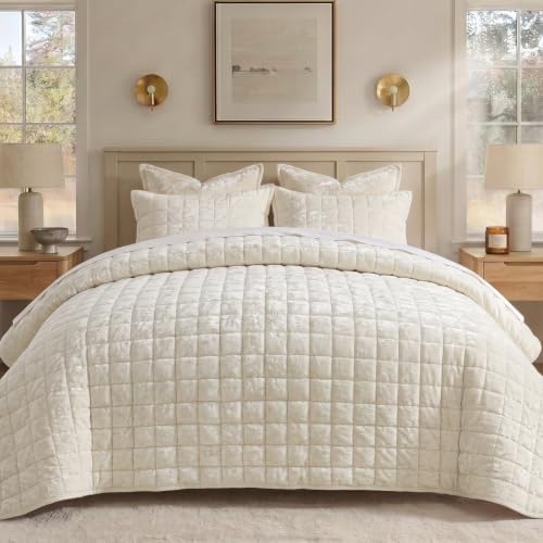 BEDELITE Velvet Quilt Set Queen Size, Luxury Velvet Comforter Bedding by BEDELITE