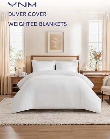 YnM 3-Side Zipper Duvet Cover for Weighted Blankets | Easy on, Easy Off White, 90"x90" - Image 3