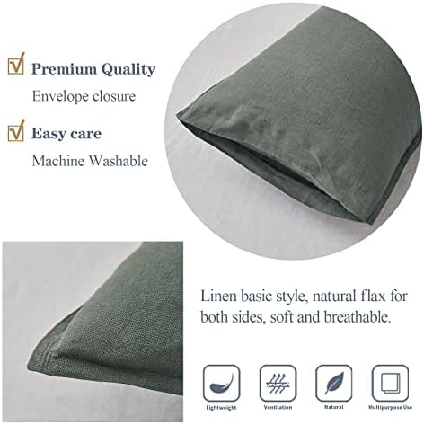 Simple&Opulence 100% Linen Lumbar Pillow Cover 12 x 20 Inches Set of 2 Rectangular Decorative Throw Cushion Cover for Couch Sofa Bed Living Room Office Soft Breathable Farmhouse - Cushing Green - Image 3