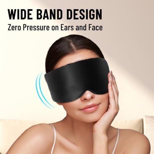 100% Mulberry Silk Sleep Mask, Large Eye Cover for Sleeping, Comfortable and Pressure-Free Sleeping Masks for Women Men, Completely Blackout (Black) - Image 5