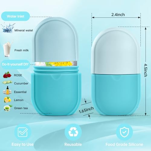 Ice Roller for Face and Eye,Facial Beauty Ice Roller Skin Care Tools, Facial Cube, Gua Sha Face Massage, Silicone Ice Mold for Beauty (Blue) - Image 3