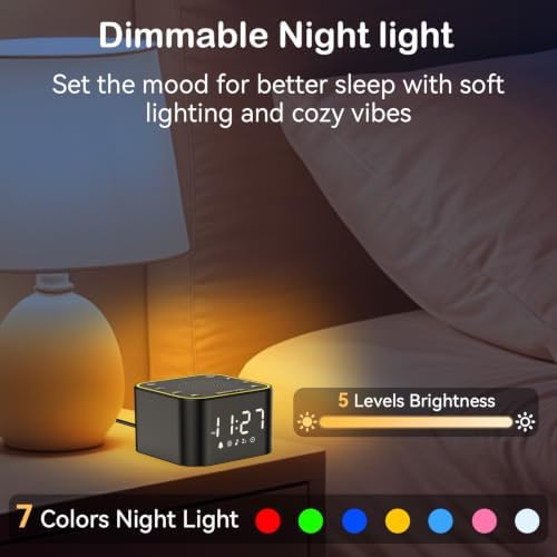 2-in-1 Sound Machine Alarm Clock: 30 Non-Looping Sounds, Compact - Image 6