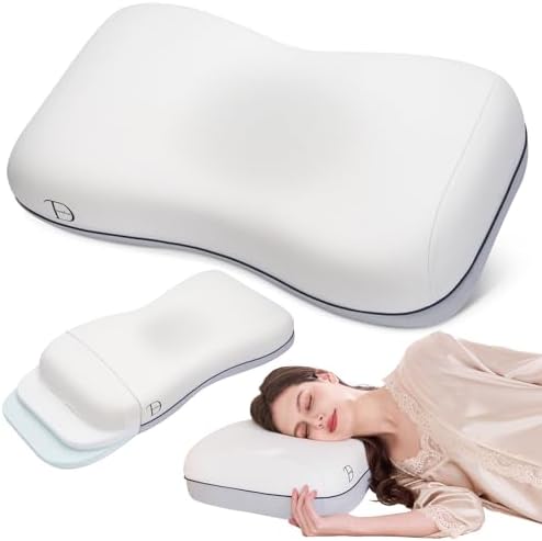 Cervical Neck Pillow, Adjustable Memory Foam for Neck Support, White by CosBed