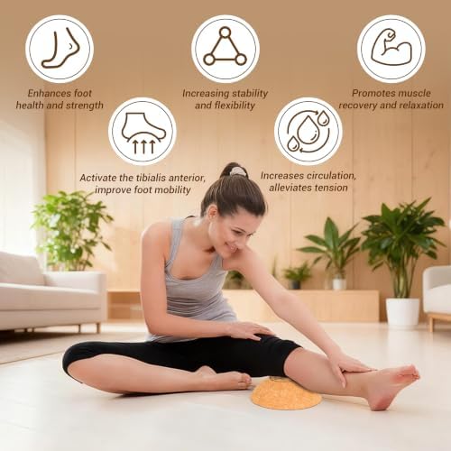 EVERYMATE Cork Balance Board Kit, Foot & Ankle Strengthener with Massage Roller/Ball,Balance Board Half & Half-Moon Ball, for Enhance Mobility & Prevent Falls Improve Foot Function for Home/Office/Gym - Image 2