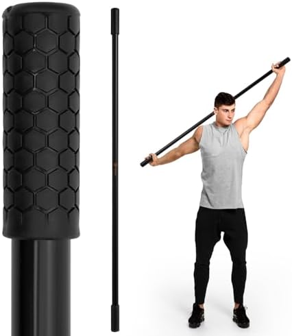 P Polerden Yoga Stick, 5ft Exercise Stick for Mobility, Stretching Stick with Non-Slip Ends, Exercise Dowel for Pilates, Balance Pole and Stretch Bar for Stretching Equipment by PPolerden