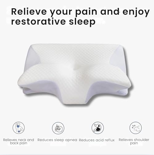 Cervical Pillow, Memory Foam Cervical Pillow, 2 in 1 Ergonomic Contour Orthopedic Pillow for Neck Pain, Contoured Support Pillows for Side Back Stomach Sleepers - Image 5