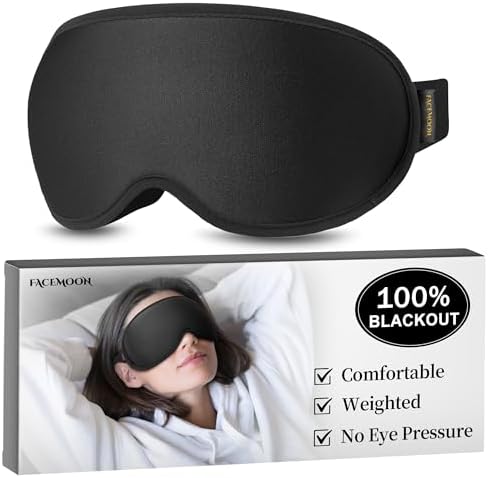 FACEMOON Sleep Mask for Men & Women – 3D Weighted Design, 100% Blackout, Extension Sleep Protector – Perfect for Airplane Travel, Camping, Road Trips & Long Flights, Contoured Eye Cover by FACEMOON