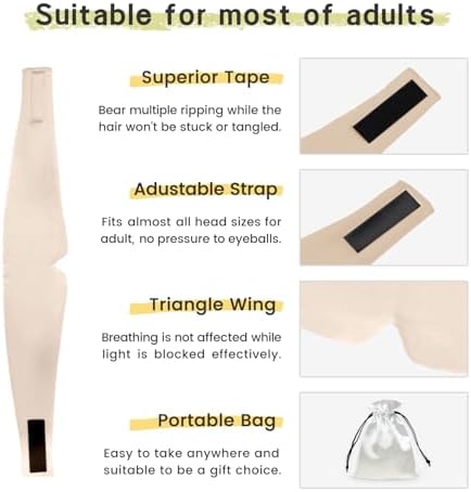 100% Handmade Bamboo Sleeping Eye Mask for Women for Men,Night Masks,Organic Sleep Mask,Blockout Eye Mask for Sleeping,Large Size Adjustable (1 PC, Apricot) - Image 6