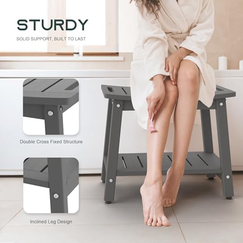 Waterproof HDPE Shower Bench for Inside Shower, Shower Stool, Grey - Image 5