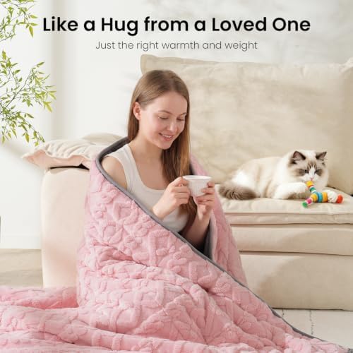 Drewin Weighted Blanket Full Size for Adults 15lbs,Pink & Grey,48" x 72" - Image 4