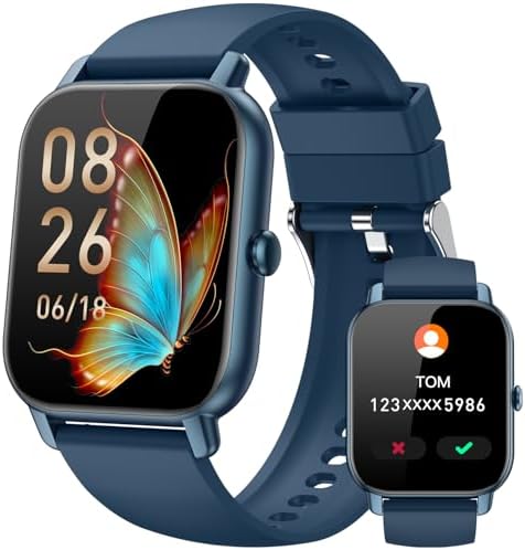 Smart Watches for Men Women, Fitness Tracker with Activity Counter/Sleep Monitor, IP68 Waterproof Smart Watch for Android iPhone iOS Compatible (Midnight Blue, 1.83) by Unknown