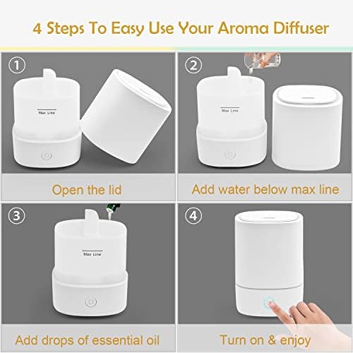 Essential Oil Diffusers for Home with USB Cord, 150ml Aroma Humidifier for Office, Water Shortage Protection, 7 Color LED Lights White Scent Mist Dorm Room Essentials Aromatherapy Ultrasonic - Image 6