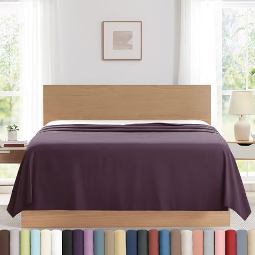 Oversized King Size Flat Sheet Only 132x110 Microfiber Flat Sheet Purple by SouthshoreFineLivingInc