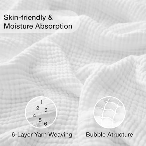 100% Cotton Twin XL Blankets for Bed 66" x 90", Cooling and Soft Muslin Throw Blanket, Soft Boho Coverlet Bedspread, Gauze Bedding for Adults All Season, White - Image 3