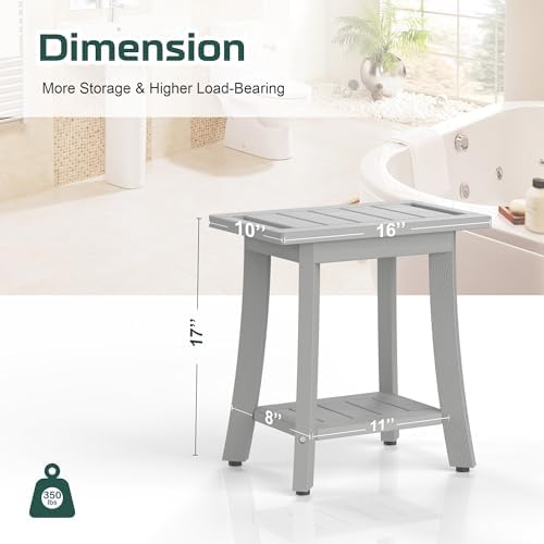 Waterproof HIPS Shower Bench for Inside Shower, Shower Stool, Grey - Image 3