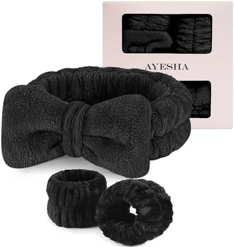 Ayesha Spa Headband and Wristband Set for Washing Face Skincare Makeup by AYESHA