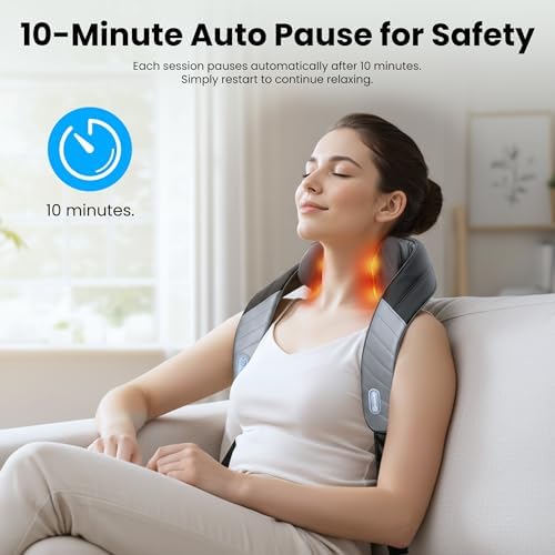 COMFIER Neck and Shoulder Massager with Heat, Cordless 4D Shiatsu Back and Neck Massager for Pain Relief, Hands-Free Massage Pillow with Carry Bag,Classic Gray - Image 5