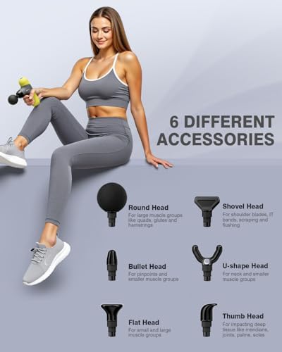 Morelax Mini Massage Gun Portable Deep Tissue Muscle Percussion Massager, Electric Handheld Sport Massager with 6 Massage Heads 4 Speed, Best Gift (Yellow) - Image 5