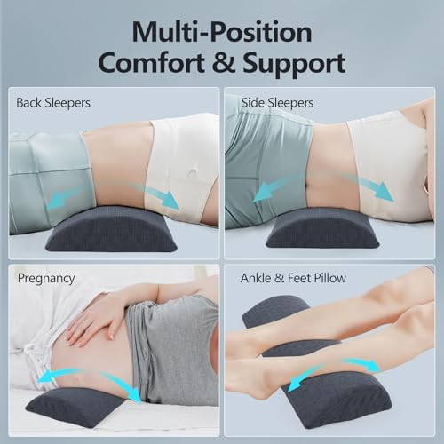 Cozyhealth - 2.95" H*18.7" L - Soft Small Lumbar Pillow for Sleeping, Memory Foam Back Lumbar Support Cushion for Lower Back Pain Relief Bed Waist Sleep Support Pillow for Side, Back(Dark Grey, Small) - Image 6