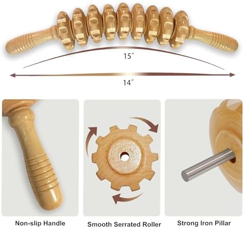 Curved Wood Massage Roller Stick for Muscle Relief & Cellulite Reduction - Image 2