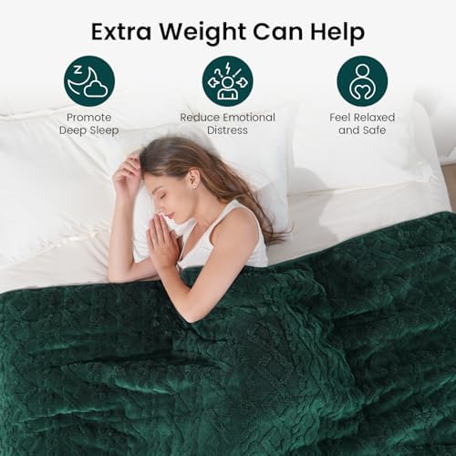 Drewin Weighted Blanket Queen Size 15lbs for Adults,Dark Green,60" x 80" - Image 2