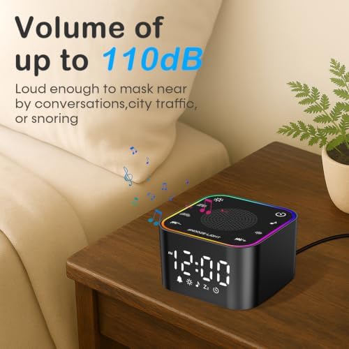 2-in-1 Sound Machine Alarm Clock: 30 Non-Looping Sounds, Compact - Image 4