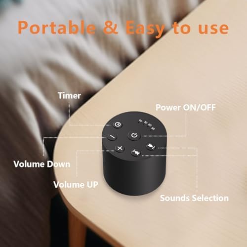 Color Noise Sleep White Noise Portable Sound Machines with 30 Soothing Sounds 32 Levels Volume Compact 4 Timer Options Auto-Off and Memory Function for Travel Home Everyone - Image 6