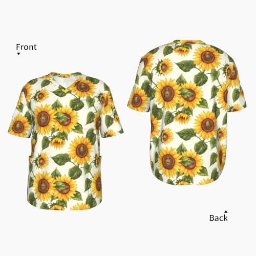 Men's Scrub Top,V-Neck Spill Wrinkle Resistant,3 Pockets-Sunflower (9) - Image 4