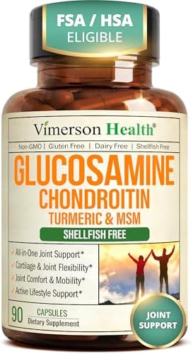 Glucosamine Chondroitin MSM – Joint Support Supplement for Women and Men with Glucosamine Sulfate 1500 mg, Chondroitin and MSM – for Cartilage, Joint Health and Flexibility – 90 Capsules by VimersonHealth