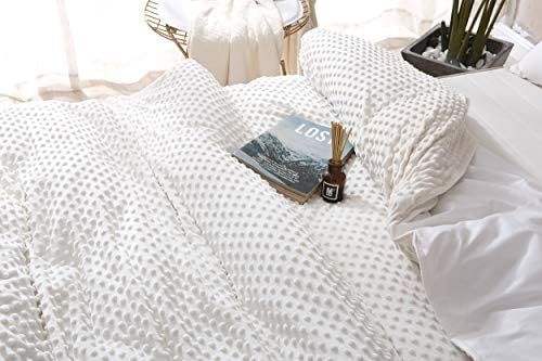 F.Y.Dreams Weighted Blanket Duvet Cover 60x80 inches with 8 Ties,Zipper on Long Side/Cotton&Minky Dot, Off-White/Just Duvet Cover - Image 2