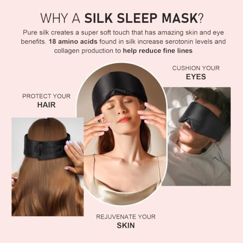 LitBear Silk Sleep Mask for Side Sleeper, Eye Mask Sleeping for Women Men - Image 6