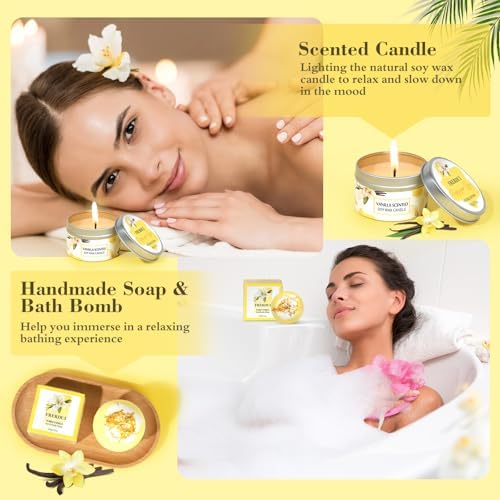 Birthday Gifts for Women, Relaxing Spa Gift Baskets for Women, Warm Vanilla Self Care Bath and Body Gift Set Care Package for Her Wife Mom Female Friends Bestie Sister Mothers Day Gifts - Image 5