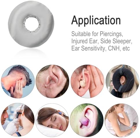 Silky Satin Piercing Pillow Ear Pillows Donut with Hole for Ear Pain CNH Piercing Pain Relief Sleeping Pressure Sore Side Sleepers Smooth Cooling Ear Guard Protector, Silver Gray - Image 7